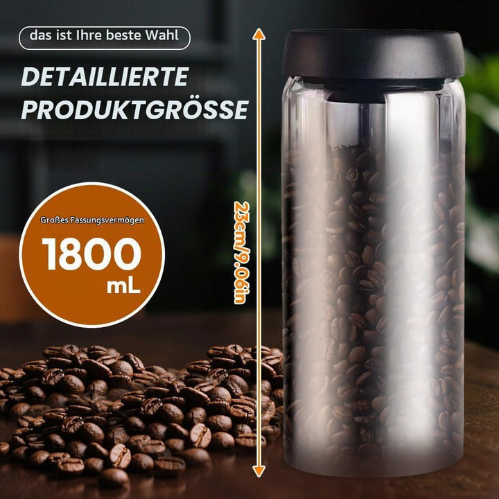 VOHESEA Kaffeedose mit Vakuumdeckel, 1800ml Kaffeedose Luftdicht, Kaffeebohnen Aufbewahrung, Vakuum