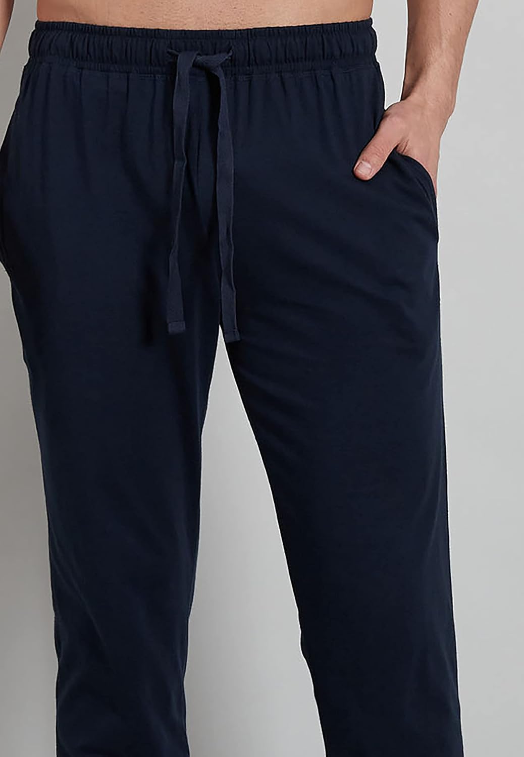 Götzburg Herren Lange-Hose, Baumwolle, Single Jersey, grau, melange, mit Bündchen M Blau-dunkel-uni,