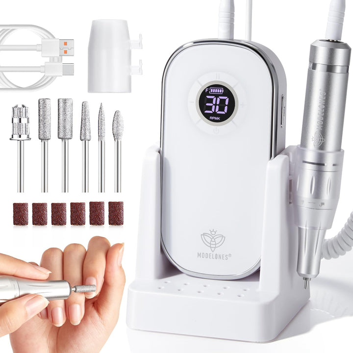Modelones Nagelfräser Professionell, Tragbare Fräser für Gelnägel 35000 RPM mit LCD Display, Nail Dr