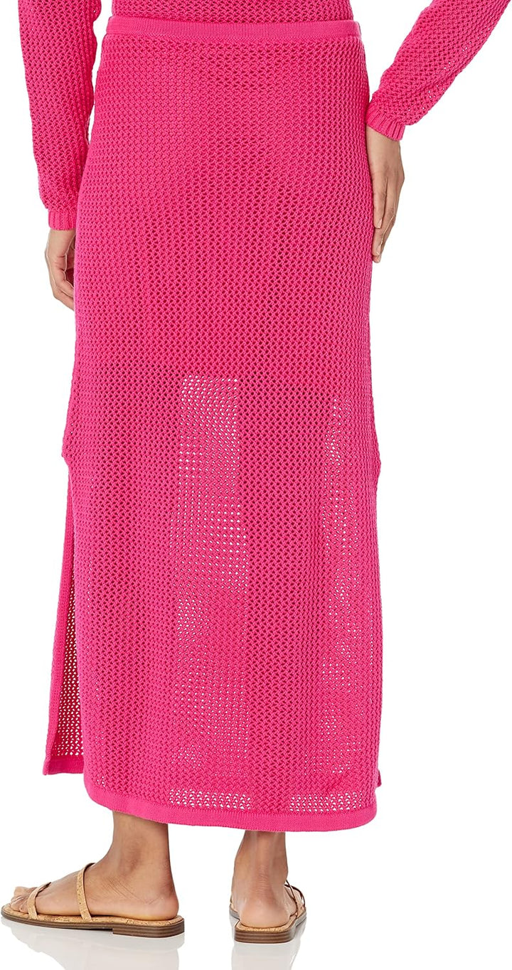 The Drop Midi-Rock für Damen, Halle, gehäkelt, mit seitlichem Schlitz M Rosa (Hot Pink), M Rosa (Hot