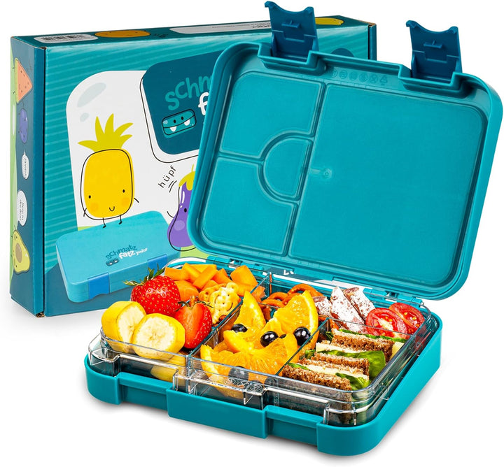 schmatzfatz Junior Brotdose Kinder mit Fächern, BPA Frei Lunchbox Kinder, Bento Box Kinder, Brotbox