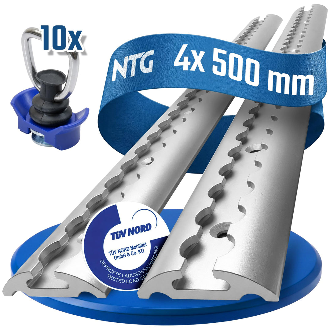 NTG Airlineschiene 4 STK 0,5m / 500mm halbrund Alu -TÜV Zertifiziert- m. Fittingen - Sparsetauswahl