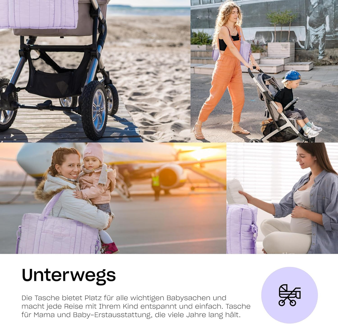 Hylat Baby Wickeltasche mit Wickelunterlage und Baumwolltasche - moderne Tasche für Windeln und Kind