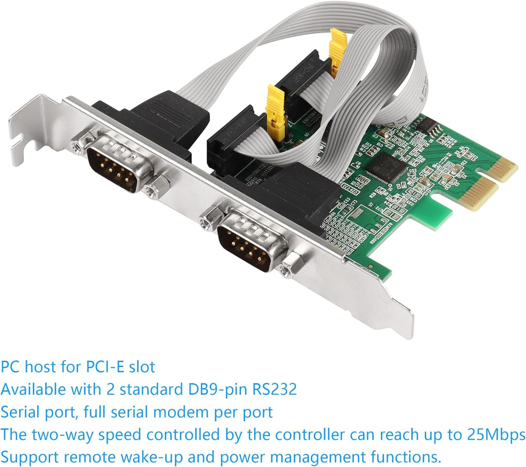 CERRXIAN 2 Port PCI Express RS232 Serielle Adapterkarte, DB9 Dual Channel PCIe X1 AX99100 Erweiterun