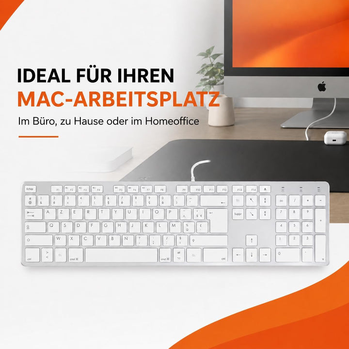 Mobility Lab Design Touch USB Mac Tastatur AZERTY Weiss- Tastaturen (Verkabelt, USB, AZERTY, Weiss)