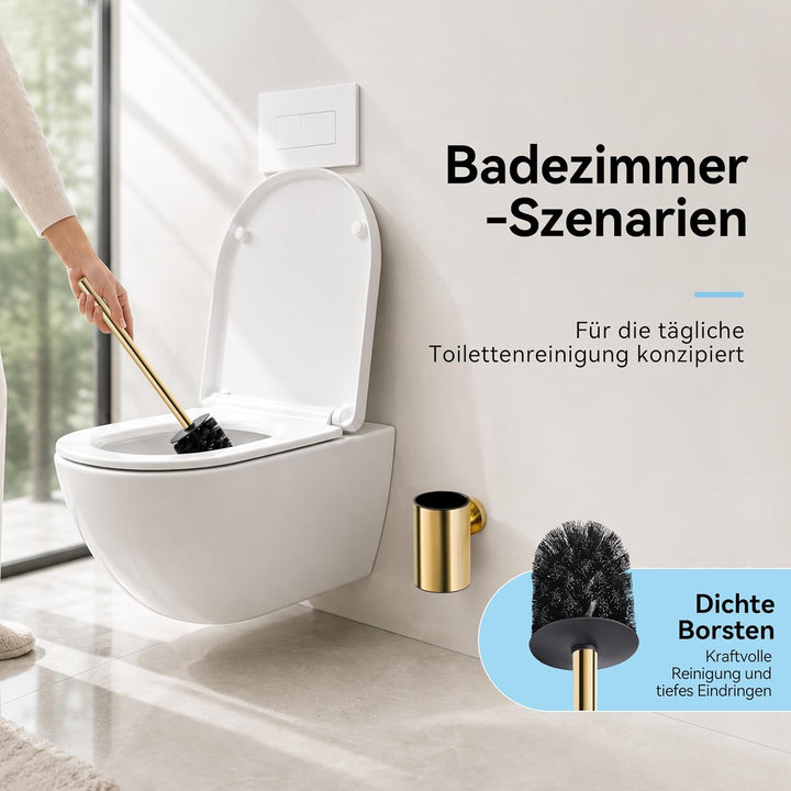 bgl Wandhalterung für WC-Bürste aus Edelstahl, rund Gold, Gold