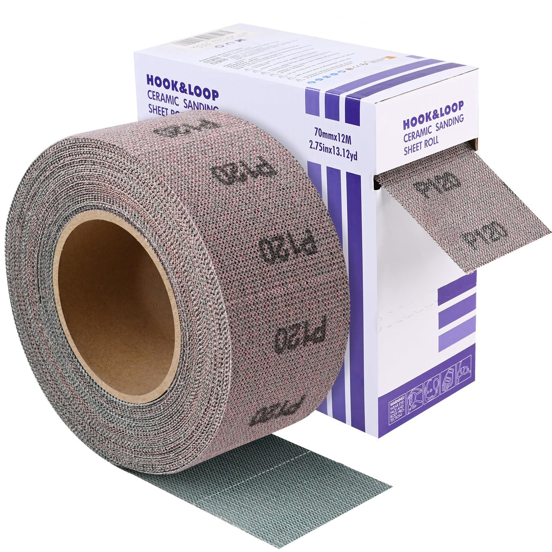 Körnung P120 Netz Schleifpapier Rolle Klett, 70 mm x 12 m, Kollokation mit 70mm Breites Handschleife