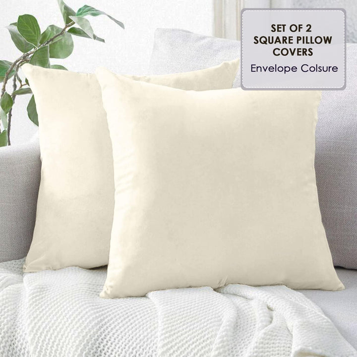 Pizuna Luxuriöser Soft-Satin 2er Pack Kissenbezug 80 x 80 cm Nieuw ivoor, 800 Fadenzahl Baumwolle Qu