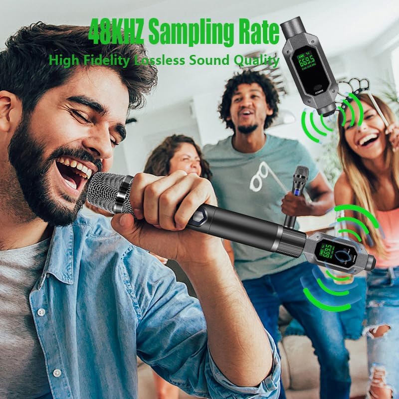 Mobiler kabelloser XLR-Mikrofon-Empfänger – 262ft/80 m Reichweite 2,4 GHz Mikrofonsystem mit geringe