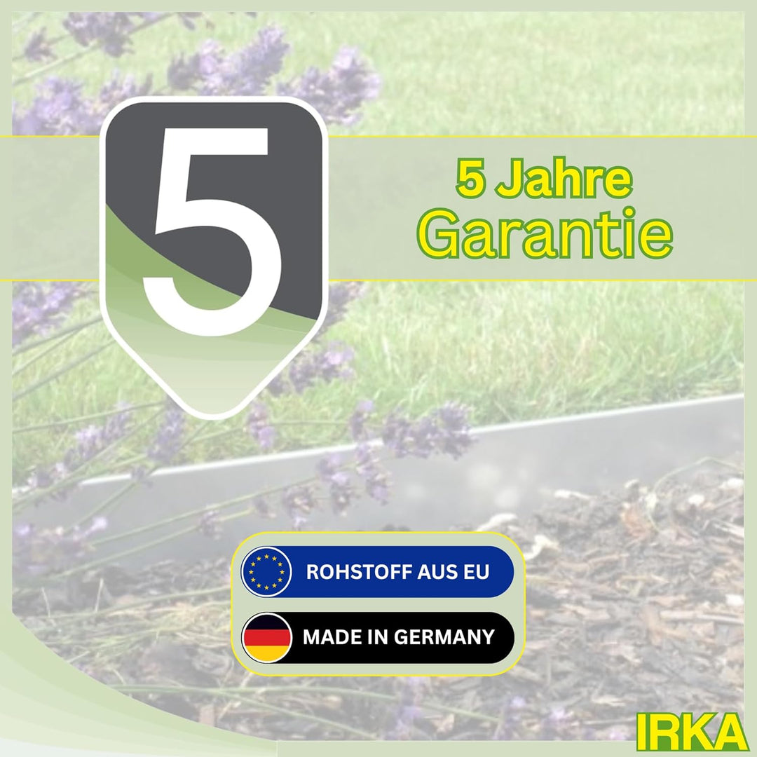 IRKA Rasenkantenband 15 cm x 15m x 1mm Flexible Beeteinfassung | Rasenkante Metall verzinkt 15cm mit