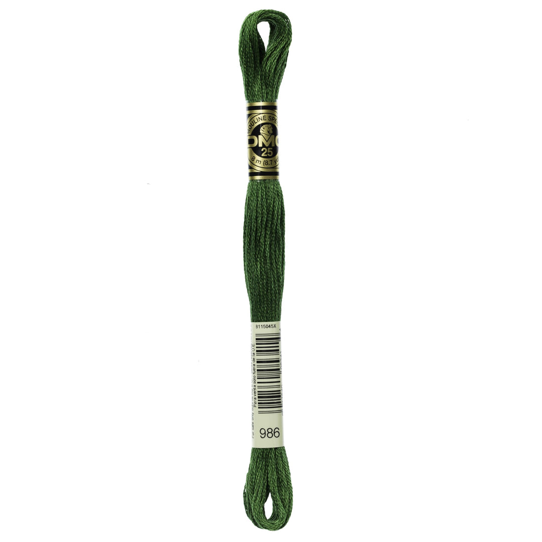Dmc 6-strängige Stick-Baumwolle, 8 m, sehr Dunkles Waldgrün 12-Pack De 986 - Grün, 6 Ply Skein 986 -