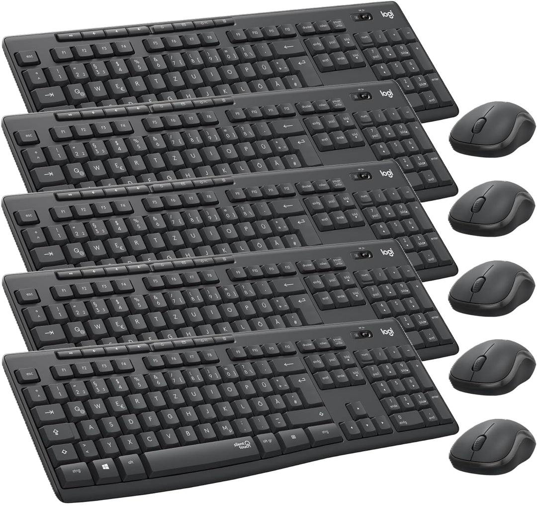 Logitech MK295 kabelloses Tastatur-Maus-Set mit SilentTouch-Technologie, Shortcut-Tasten, optischer