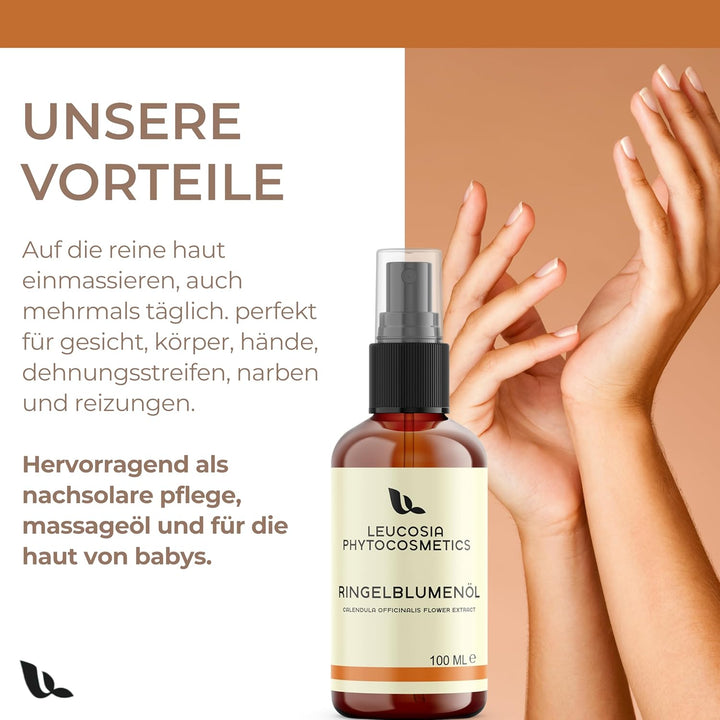 Ringelblumenöl, 100 ml, Calendula Essenz & Calendula Öl, Regenerierend für Empfindliche Haut, Pflege