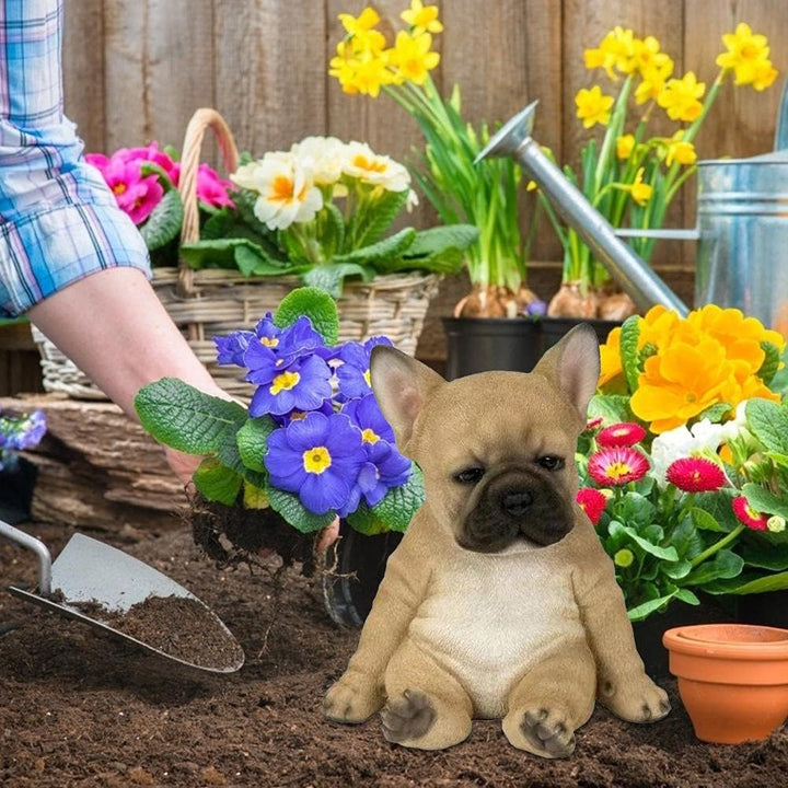 Französische Bulldogge Welpen Statue, Harz Rasen Skulptur Super süsse Garten Hof Dekor, realistische
