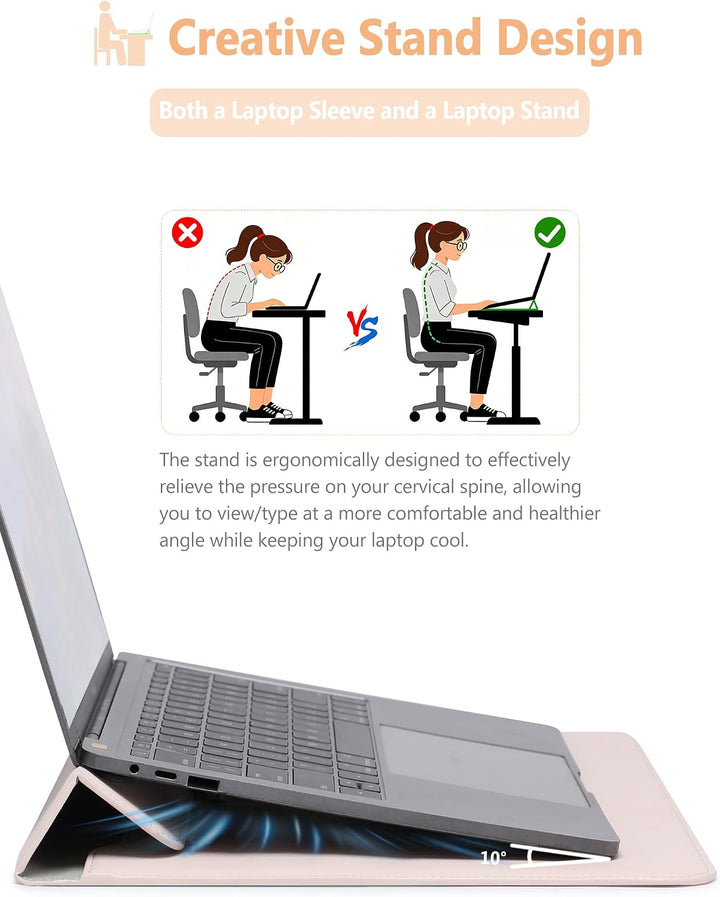 HYZUO 13 Zoll Laptop Hülle Tasche mit Ständer für MacBook Air 13 M5 A3449 M4 M3 M2 M1 2026-2018, Mac