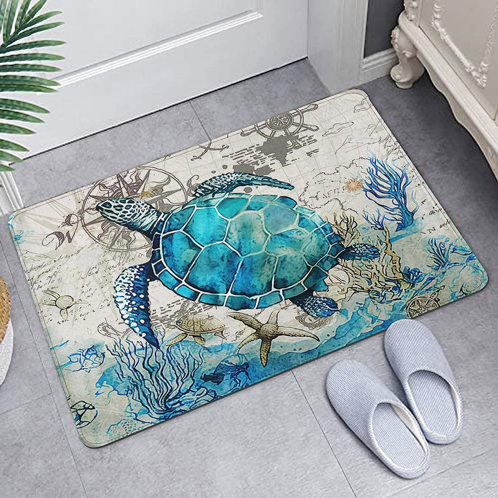 Britimes Badematten für Badezimmer, Badezimmermatten, Teppiche, kein Silber, blaue Schildkröte, wasc