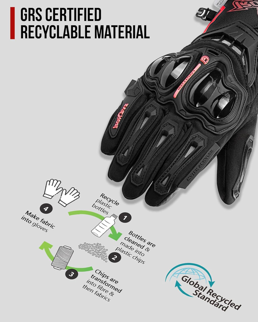 IRON JIA'S Winter Motorradhandschuhe Herren CEZertifizierung Wasserdichter und Warmer 3M Baumwolle S