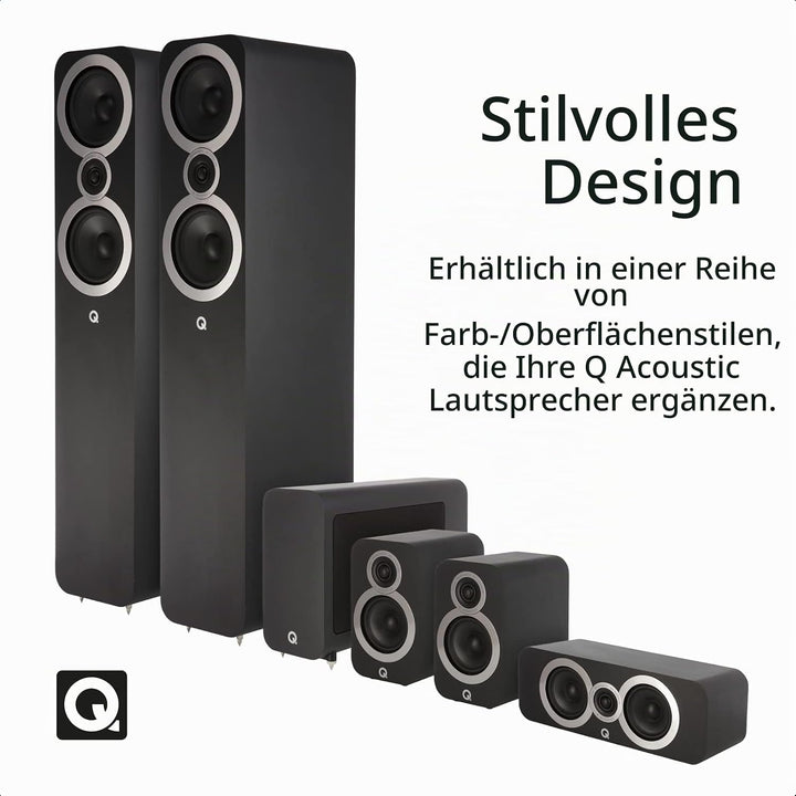 Q Acoustics Aktiver Subwoofer 3060S Schwarz, Schwarz
