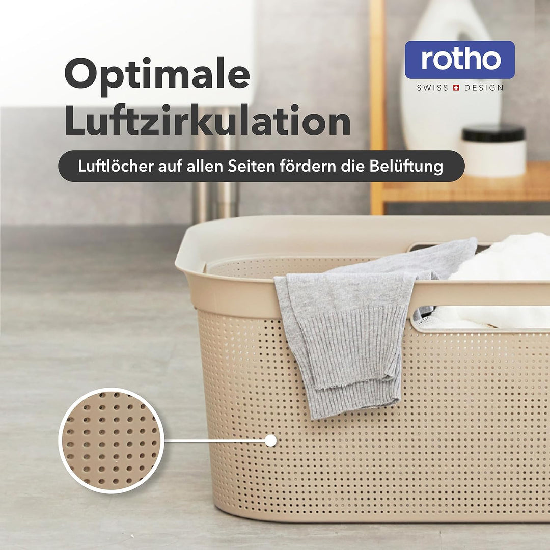 Rotho Brisen 4er-Set Wäschekorb 40l, Kunststoff (PP) BPA-frei, weiss, 4 x 40l, Weiss