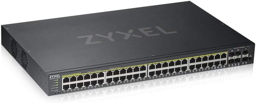 Zyxel Nebula Gigabit Ethernet Smart-Managed PoE+ Switch mit 48 Ports, einem Budget von 375 Watt, vie