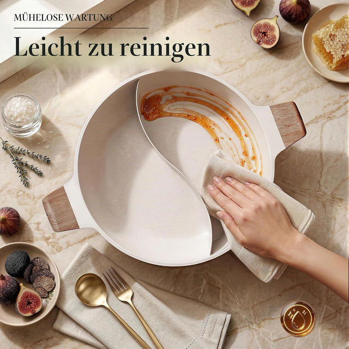 Dezin 5-QT Shabu-Shabu-Topf mit Trennwand, doppelseitig, antihaftbeschichtet, 30,5 cm geteilter Hotp