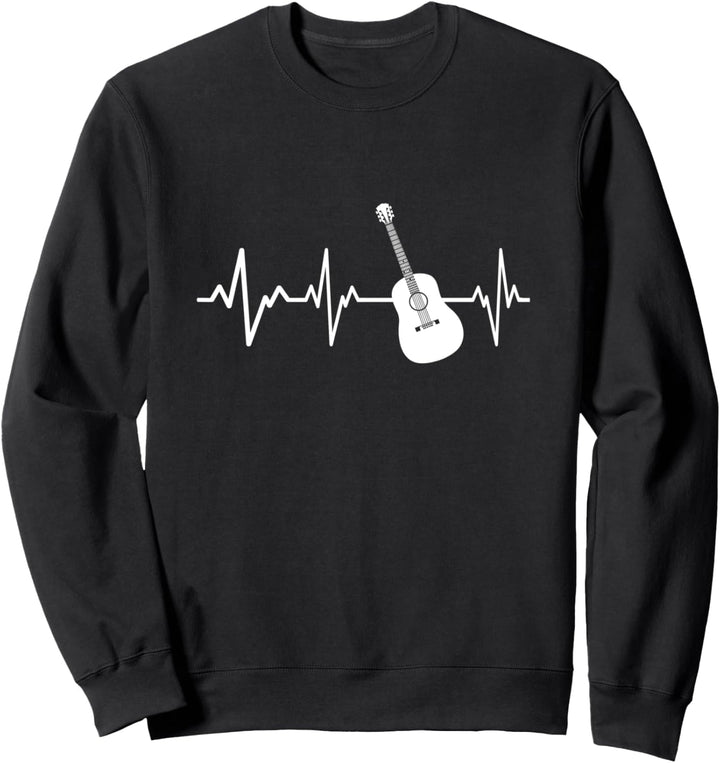 Akustische Gitarre Herzschlag Geschenk Instrument Gitarrist Sweatshirt