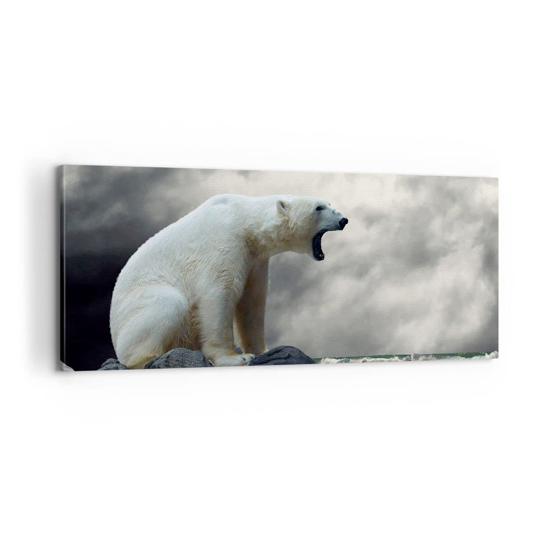 Panorama Bilder auf Leinwand 100x40cm Leinwandbild Bär Tiere Wasser Eis Gross Wanddeko Bild Schlafzi