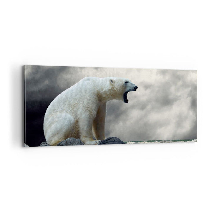Panorama Bilder auf Leinwand 100x40cm Leinwandbild Bär Tiere Wasser Eis Gross Wanddeko Bild Schlafzi