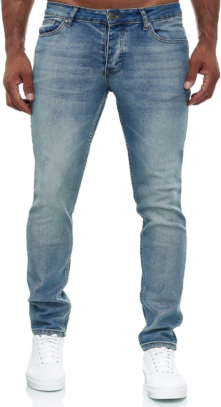 MERISH Jeans Herren Destroyed Hose Jeanshose Slim Fit Männer Denim 2081-1001 32W / 34L 502-1 Hellbla