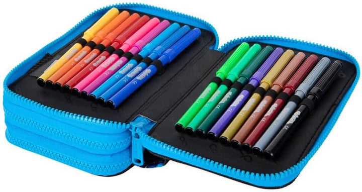 COOLPACK XXL Federtasche, federmäppchen Junge, Federmappe Federmäppchen gross 44-teilig mit Aufnäher