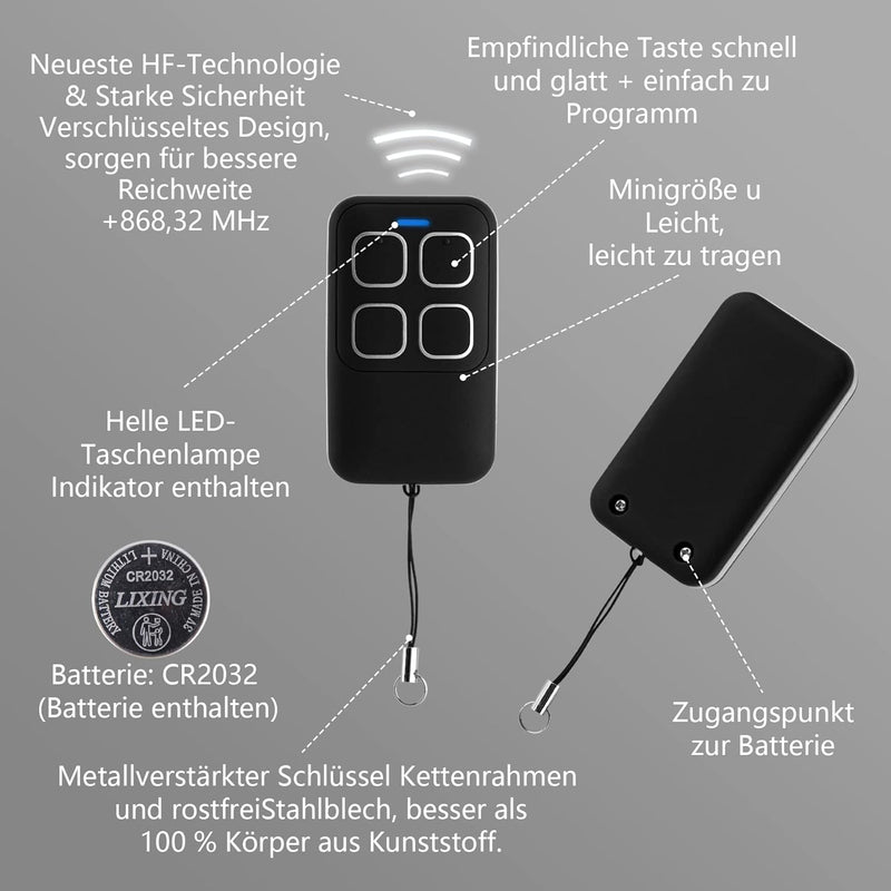Kompatibel mit 868MHz Hormann BS Bisecur Handsender HSE1 HSE2 HSE4 BS | HS1 HS4 HS5 HSS4 HSP4 HSD2 B
