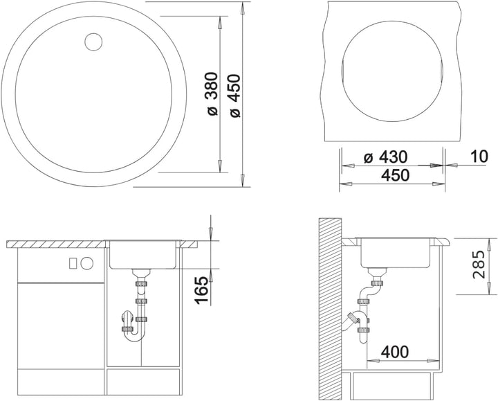 BLANCO RONDO | SILGRANIT cafe | Einbauart: Einbau von Oben | ohne Ablauffernbedienung | 45er Untersc