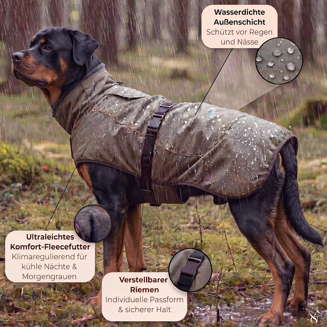 Regenmantel Hund wasserdicht mit Fleece-Futter – Hundemantel wasserdicht - Hundemantel warm - Regenm
