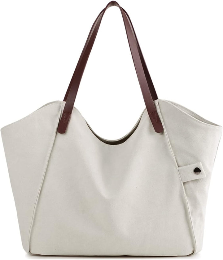 PORRASSO Damen Schultertasche Grosse Handtasche Canvas Hobo Henkeltasche Fraue Shopper Tote für Eink