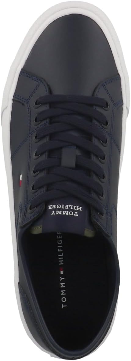 Tommy Hilfiger Herren Sneaker Low Core Vulcanized Cleated Leather 42 EU Blau Desert Sky, 42 EU Blau