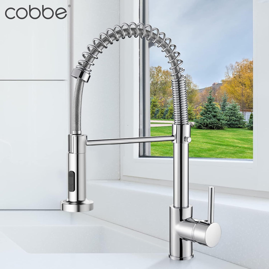 Cobbe Wasserhahn Küche, Hochdruck Küchenarmatur mit Herunterziehen Brause Armatur, 2 Sprühfunktionen