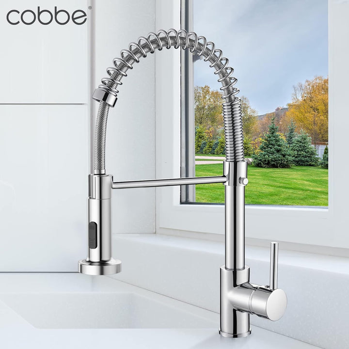 Cobbe Wasserhahn Küche, Hochdruck Küchenarmatur mit Herunterziehen Brause Armatur, 2 Sprühfunktionen