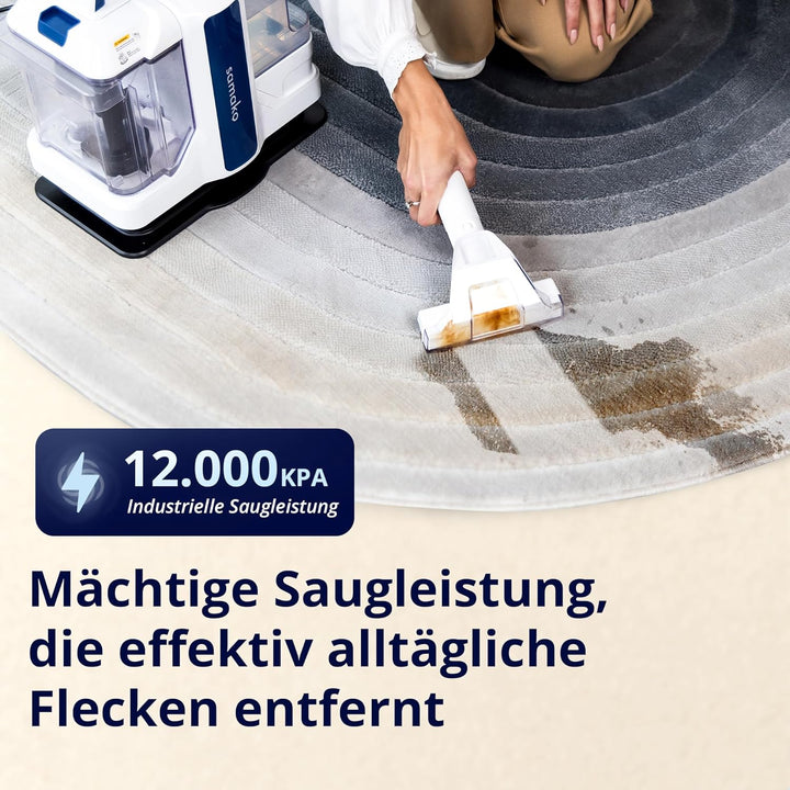 Samako Teppichreiniger Polsterreiniger – Kompaktes Handgerät für Teppiche und Sofas, Leistungsstarke
