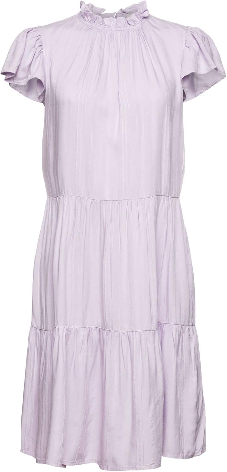 ESPRIT Kleid mit Rüschen-Kragen, LENZING™ ECOVERO™ XS 570/Lavender, XS 570/Lavender