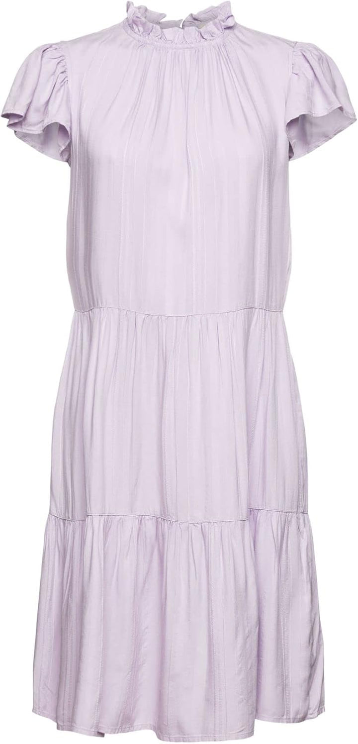 ESPRIT Kleid mit Rüschen-Kragen, LENZING™ ECOVERO™ XS 570/Lavender, XS 570/Lavender