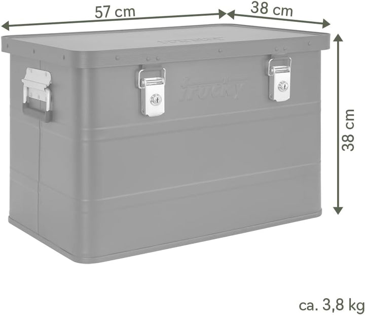Aluminium Box mit Deckel Grün Alu Kiste Box Alukiste 65 Liter Transportbox Metallbox Alu Aufbewahrun