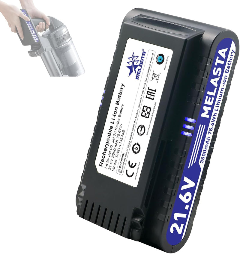 melasta 21.6V 3500mAh 75.6Wh Li-Ion Ersatz Akku Batterie kompatibel für Samsung Jet 90 Jet 75 Serie