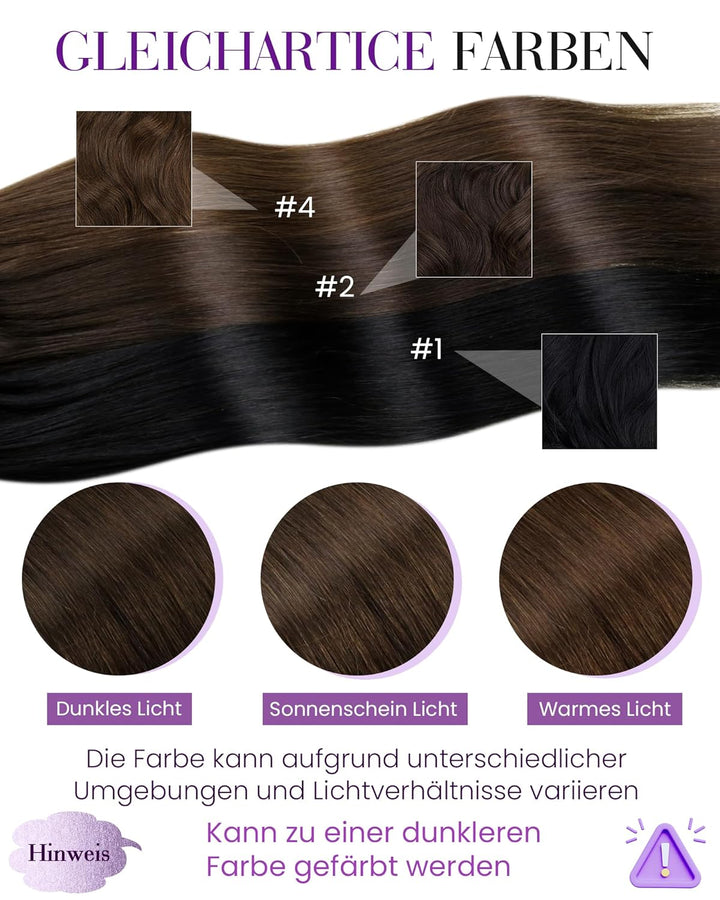 LaaVoo Easy Loop Hair Extensions Echthaar Braun 18zoll/45cm Haarverlängerung mit Microrings Unsicitb