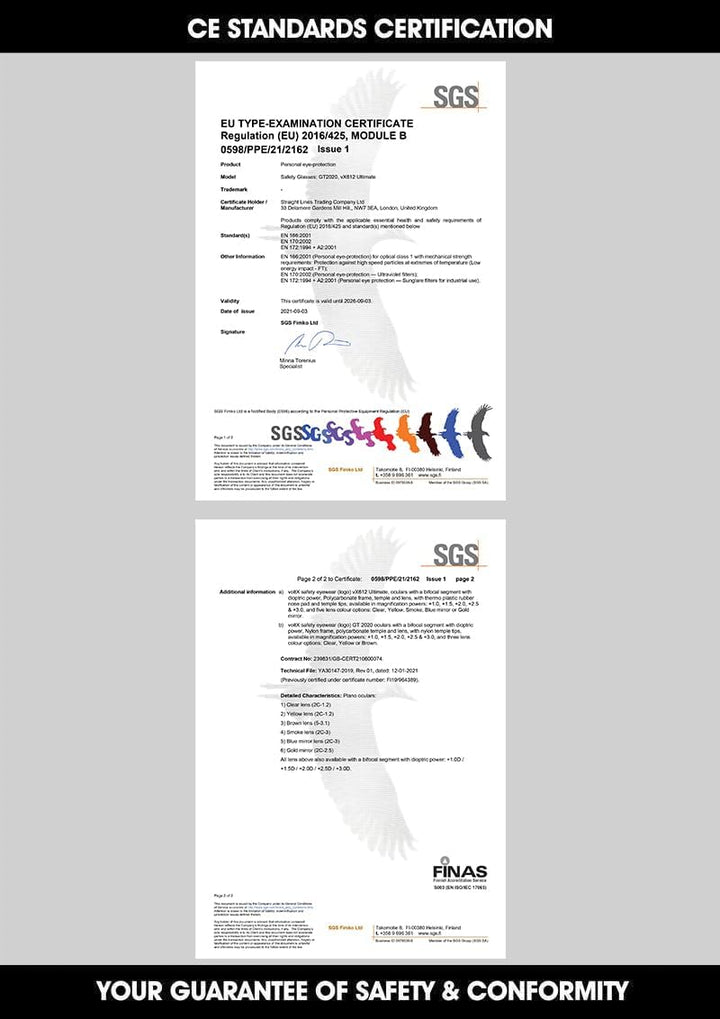 voltX 3 x GT Adjustable (2020 Model) Bifokale Lesen Schutzbrille (KLAR +1.5 Dioptrie), EN166FT Zerti