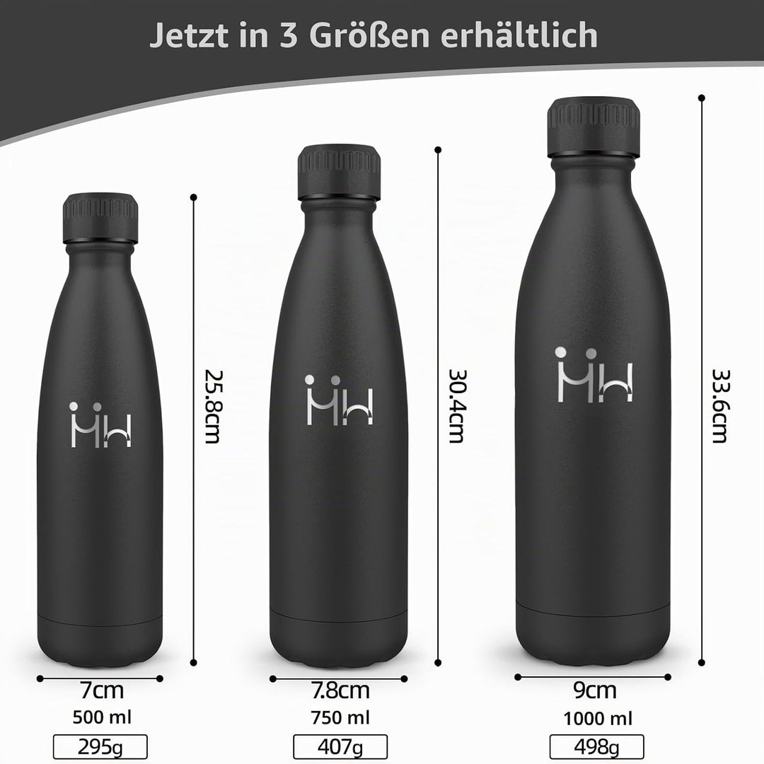 Trinkflasche Edelstahl 750ml, Thermosflasche, BPA-Frei, Wasserflasche Sport - Auslaufsicher Wasserfl