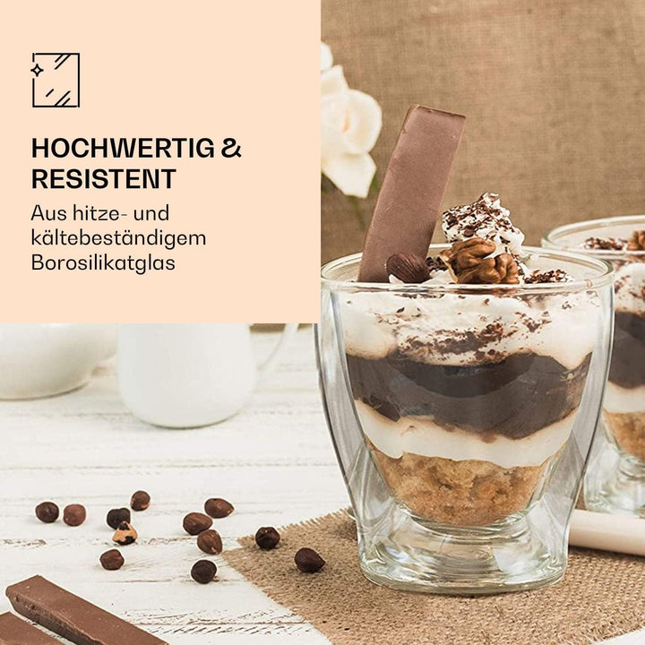 DUOS® Latte Macchiato Gläser Set 4x200ml, Doppelwandige Gläser Latte Macchiato, Doppelwandige Kaffee