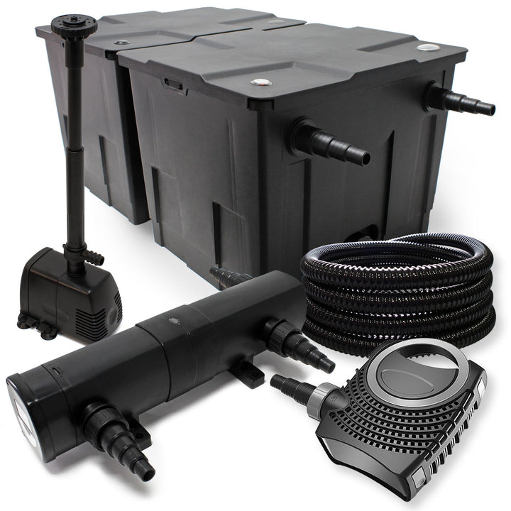 Wiltec Komplettset: CBF-350B Teichfilter bis 60000 L Teichfilteranlage, NEO10000 Teichpumpe 10000l/h