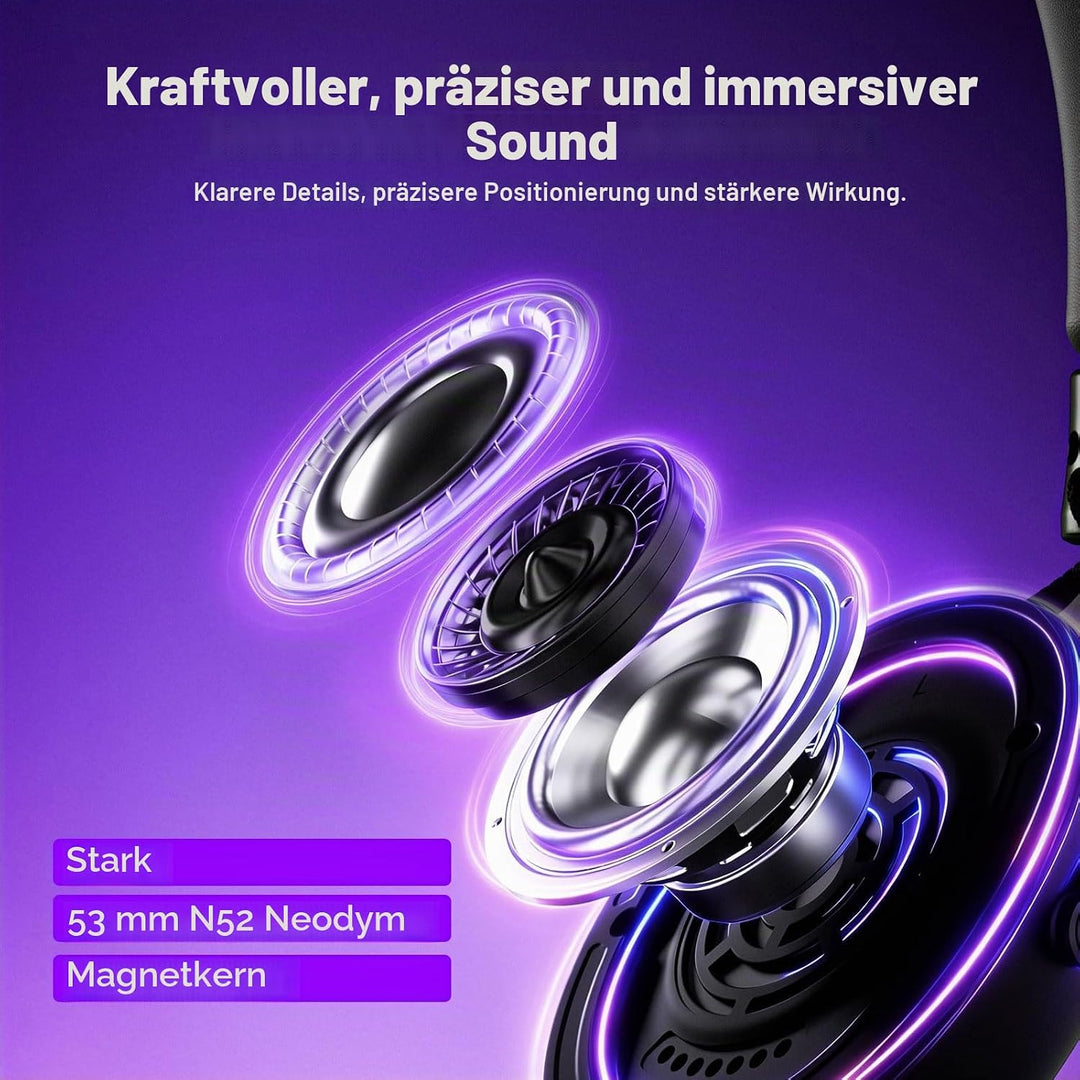Akko Verge S9 Gaming Headset Kabellos 25ms Niedrige Latenz 250H Akku | Ultraleichtes 270g, 53mm Trei