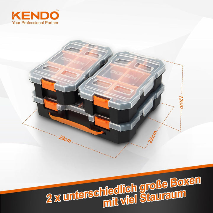 KENDO Sortierboxen für Kleinteile Set - 3-teilig - Sortimentskasten Schraubenbox Sortierkasten Sorti