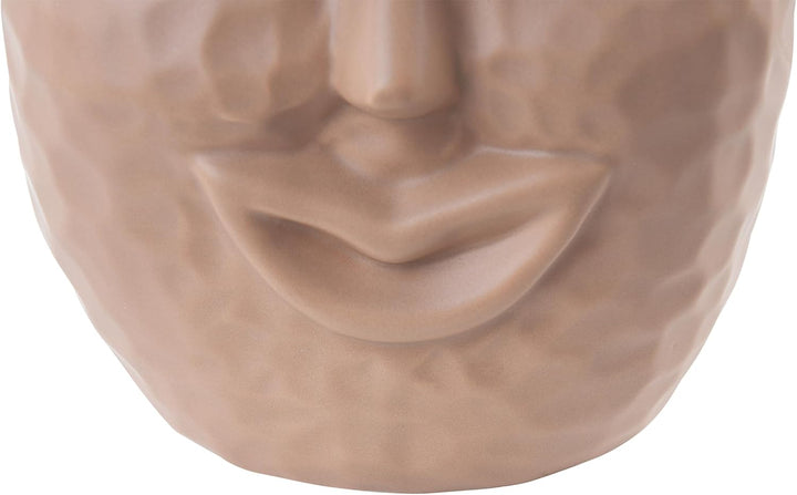 Dekorative Keramik Vase mit Gesichtsmotiv 26 cm Beige Veria